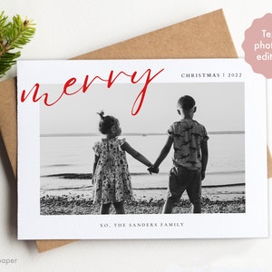 Christmas Photo Card, Editable Christmas Card, Printable Holiday Card with Photo, Instant Download Christmas Card, Family Photo Cards
