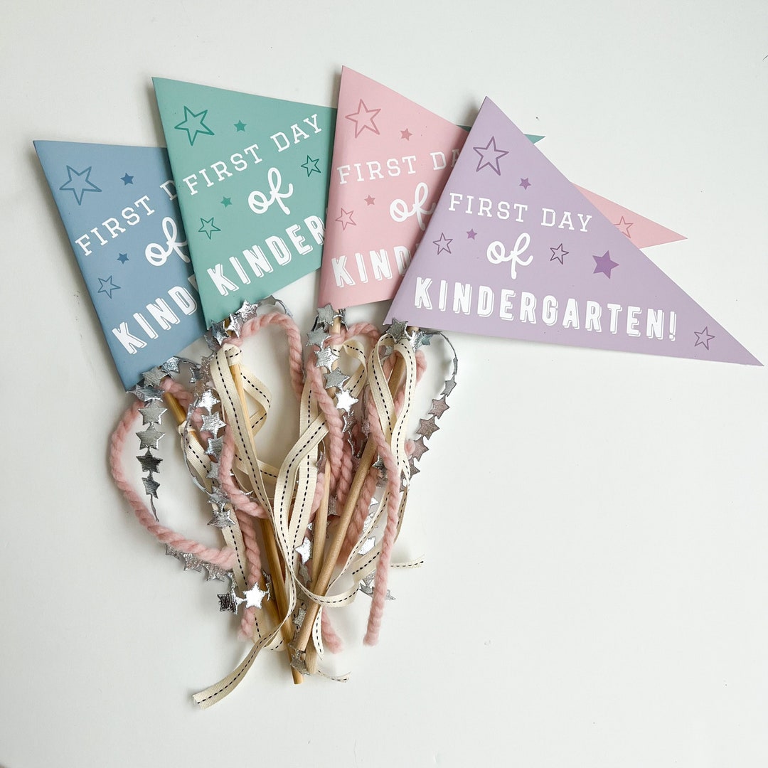 First Day Kindergarten Flag Printable, Back to School Pennant, 1st Day