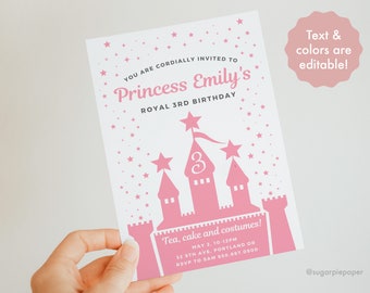 Princess Birthday Invitation, Girls Birthday Party Invitation, Third Birthday, Third Birthday Girl, Princess Party Invite, Princess Party