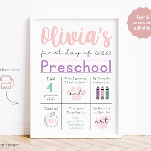 First Day of Preschool Sign Printable,First Day of School Milestone Board,Chalkboard Milestone,School Photo Prop,Preschool 1st Day of School