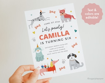 Invito Pawty del cucciolo, Invito alla festa di compleanno del cucciolo, Invito di compleanno del cane, Invito di compleanno per bambini, Invito di compleanno per bambini stampabile