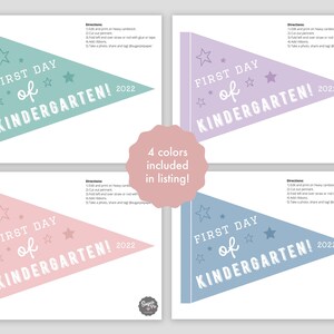 First Day Kindergarten Flag Printable Back to School Pennant - Etsy
