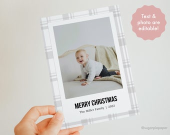 Christmas Card with Photo Template, Printable Holiday Card, Family Holiday Card Template, Holiday Cards with Photo, Christmas Card Template