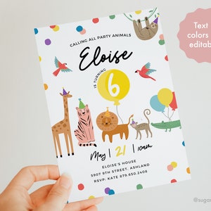 Party Animals Invitation, Party Animals Birthday Invitation, Kids Birthday Invite, Printable Birthday Invitation, Kids Birthday Invitation