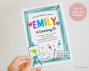 Art Birthday Invitation, Kids Art Party Invitation, Paint Party, Kids Birthday Invitation, Art Birthday Invitation, Rainbow Invitation