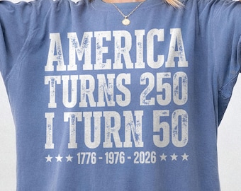 Camiseta vintage de 50.º cumpleaños de 1976, camiseta de Estados Unidos cumple 250 años, idea de regalo para el 50.º cumpleaños, camiseta patriótica de cumpleaños de 2026, camiseta de cumpleaños de 1976