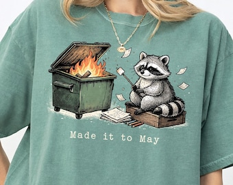 Camiseta Comfort Colors Made It To May para profesores, divertida camiseta de fin de curso con mapache en un contenedor de basura, último día de clase, clase terminada