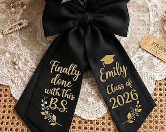 Banda de graduación con ramo de flores, promoción de 2026, banda de graduación floral personalizada, regalo de banda de graduación personalizada para ella.