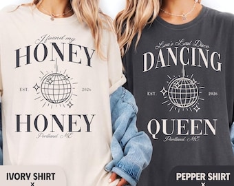 Camisetas de despedida de soltera "Ella encontró su miel", merchandising de Last Disco Bach, Disco Bride Comfort Colors Bach, camiseta Dancing Queen, regalo de despedida de soltera