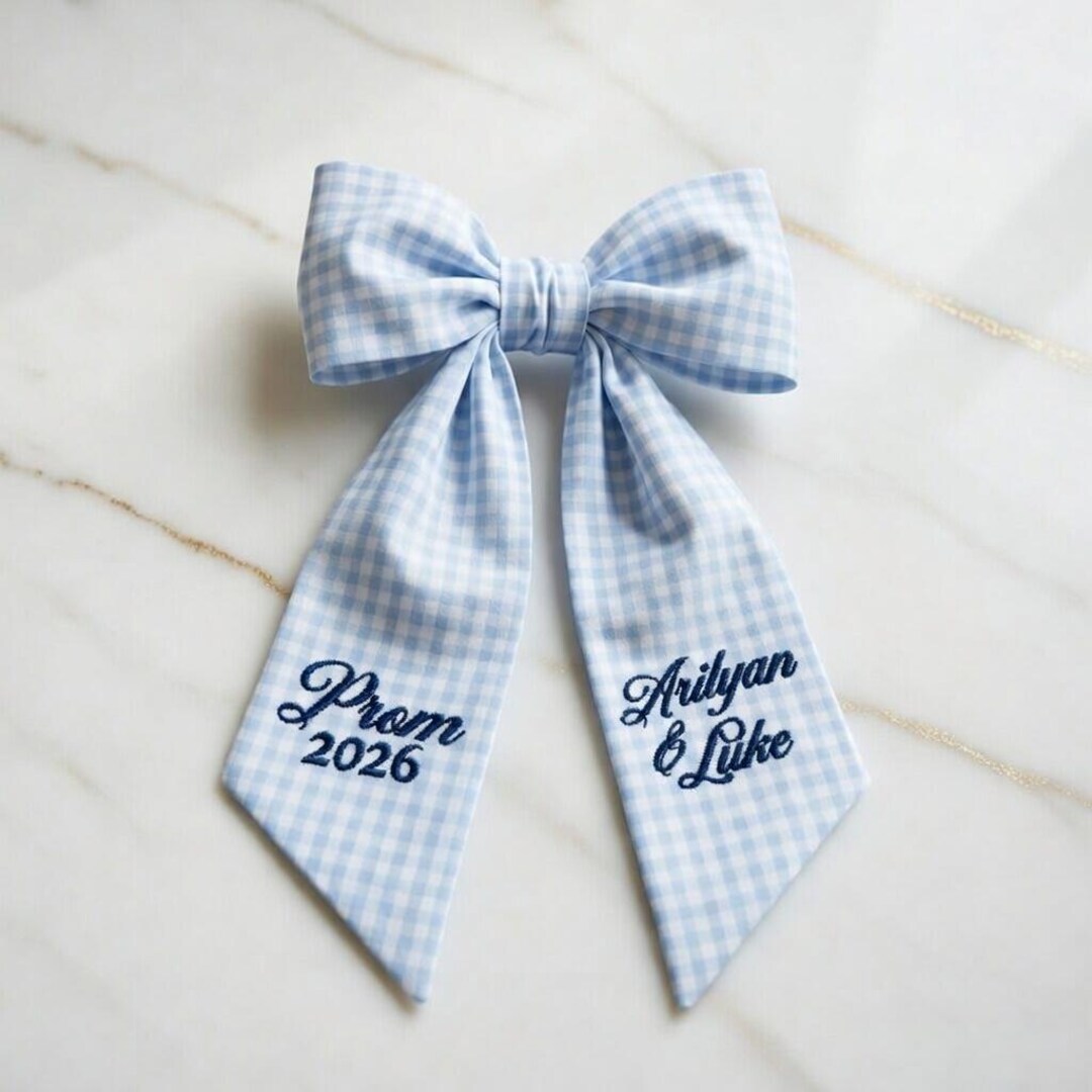 Embroidered Prom Bouquet Ribbon, Custom Monogram Linen Sash, Prom 2026 ...