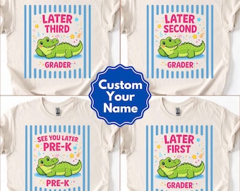 Camiseta del último día de clases Colores cómodos Camiseta de fin de año para maestros Nos vemos luego Camiseta de verano para maestros con diseño de cocodrilo Camiseta del equipo de maestros Regalo para maestros