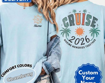 Camisa Retro Cruise 2026 de Comfort Colors®, camisa a juego para vacaciones familiares, tripulación de cruceros familiares, regalo a juego para viajes de chicas en cruceros