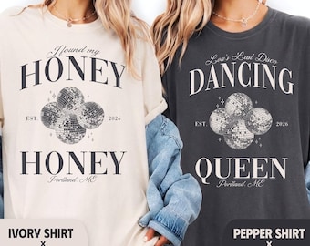 Camisetas de despedida de soltera "Ella encontró su miel", merchandising de Last Disco Bach, Disco Bride Comfort Colors Bach, camiseta Dancing Queen, regalo de despedida de soltera