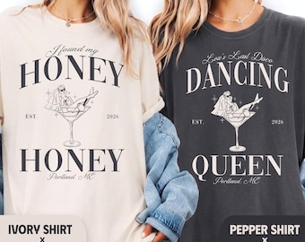 Camisetas de despedida de soltera "Ella encontró su miel", merchandising de Last Disco Bach, Disco Bride Comfort Colors Bach, camiseta Dancing Queen, regalo de despedida de soltera