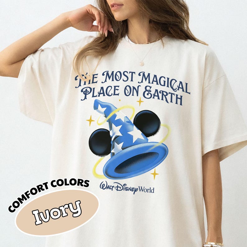 Retro Disney Walt Disney World Shirt, The Most Magical Place On Earth Tee, Magic Kingdom Park, Disneyworld Tee, Disneyland Matching Trip Tee image 3