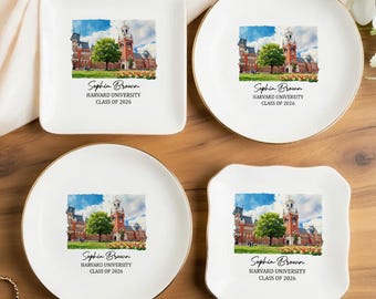 Plato para joyas universitario personalizado, regalo de graduación universitaria personalizado, plato para anillos con el logotipo de la escuela, recuerdo de graduación