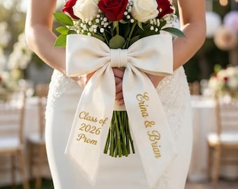 Banda bordada para ramo de pareja de graduación, banda con nombre para ramo de graduación, cinta con monograma personalizado, regalo para ella.