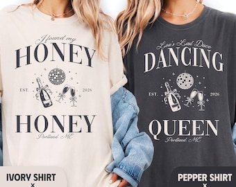 Camisetas de despedida de soltera "Ella encontró su miel", merchandising de Last Disco Bach, Disco Bride Comfort Colors Bach, camiseta Dancing Queen, regalo de despedida de soltera