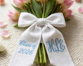 Banda para ramo de graduación bordada a medida, banda para ramo con monograma, cinta personalizada de la promoción de 2026, regalo para ella.