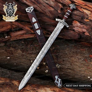 Medieval Handmade Fantasy Sword For Wall Decoration, Custom Made Replica Sword In Damascus Steel, Decorative Unique Sword For Wall Hanging.