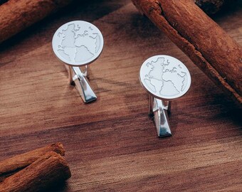 Personalized Silver Cufflinks – Engraved Wedding Gift for Men, Groom, Dad
