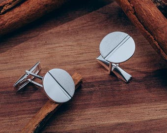 Personalized Silver Cufflinks – Engraved Wedding Gift for Men, Groom, Dad