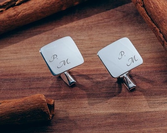 Unique Sterling Silver Cufflinks with Custom Engraving – Ideal Gift for Groomsmen and Groom