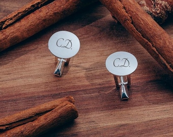 Personalized Silver Cufflinks – Engraved Wedding Gift for Men, Groom, Dad