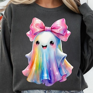 Irisierender Geist Kürbis PNG, Kokette Halloween png, Irisierender Geist png, Halloween PNG, Girly Halloween Png, Süßer Geist Png, Preppy PNG