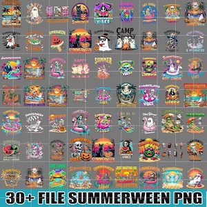 30+ Bundle Summerween Png, Funny Summer-ween Png, Summerween Horror Characters Png, Spooky Summer, Halloween Gift, Year-Round, Beach Skelly