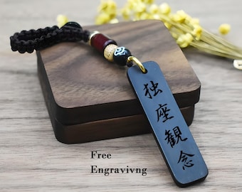 Llavero japonés personalizado con caracteres kanji, llavero de madera personalizado