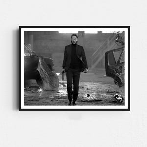 Vintage JOHN WICK Poster, Keanu Reeves Poster, Movie Scenes Wall Art, Black and White, Printable Retro Wall Art, Wall Decor