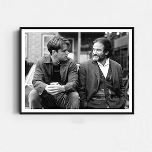 Good Will Hunting Poster, Robin Williams Poster, Matt Damon Poster, Movie Scenes Wall Art, Black and White, Printable Retro Wall Art