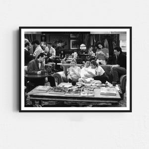 Póster de la serie Friends, póster de Friends, póster divertido de Friends, arte mural con escenas de películas, blanco y negro, arte mural retro imprimible, decoración de pared