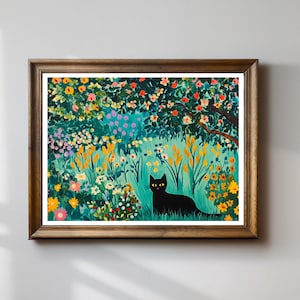 Katze im Blumengarten Poster, Henri Matisse Poster, Lustige Poster, Lustiges Katzenposter, Katzenbesitzer Geschenk, Matisse Poster, Geschenk für Katzenliebhaber