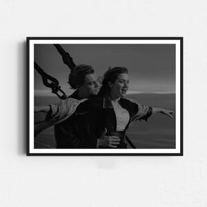 Titanic Movie Poster, Titanic Print, Jack and Rose Poster, Leonardo DiCaprio Poster, Black and White, Retro Poster, Wall Art