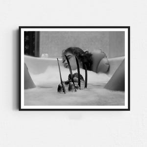 A Nightmare on Elm Street Movie Poster, Horror Bathroom, Funny Bathroom Wall Art, Black and White, Toilet Print, Restroom Decor