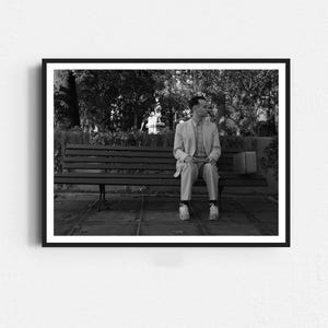 Forrest Gump Poster, Tom Hanks Poster, Filmszenen Wandkunst, schwarz und weiß, Retro Wandkunst zum Ausdrucken
