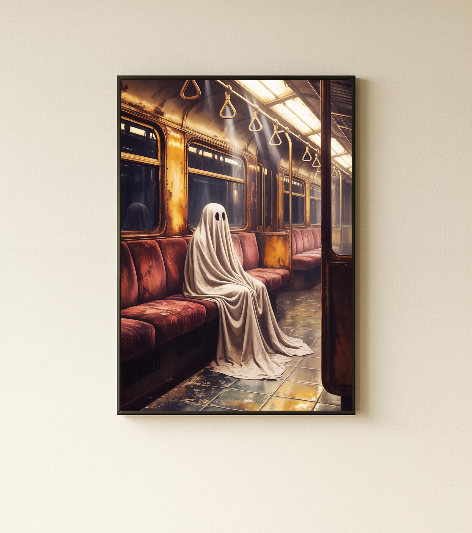 Ghost in the Train Poster, Haunted Train Poster, Ghost on a Subway ...