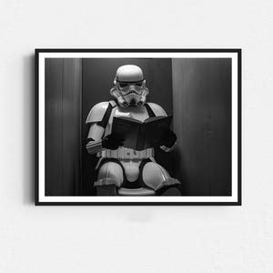 Stormtrooper poster, Star Wars grappige badkamer, grappige badkamer muurkunst, zwart-wit, toilet print, toilet decor, digitale download