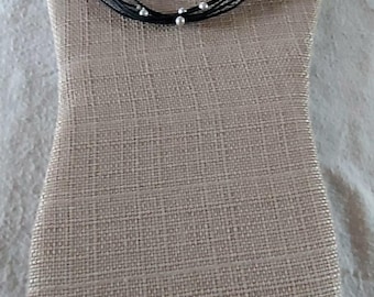 Handmade Silver Pearl And Black Leather Necklace