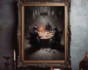Witch's and Wizard's Circle - Pentagram Tarot Card Magic Ritual Art | Digital Download Artwork for Printing and Framing