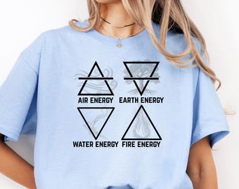 Four Elements Colored T-Shirt | Spiritual Style, New Age Energy Apparel | Fire, Water, Earth, Air