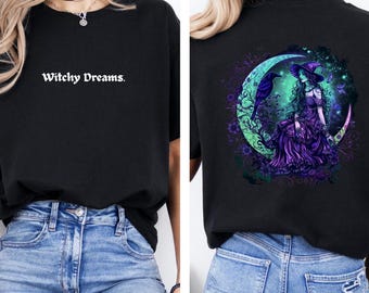 Witchy Dreams Black Women's T-Shirt | Witch, Witchy, Gothic Style Apparel | Spiritual, Emo