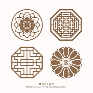 Premium Korean Heritage Symbols Vector Set