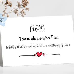 Cartão engraçado de Dia das Mães para mãe, mamãe – Presente para impressão DIY para mãe de criança, cartão de aniversário engraçado, download digital.