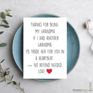 Cartão engraçado para avó, obrigado por ser minha avó, cartão para avó, presente de dia das mães ou aniversário para avó, cartão branco dobrado 5x7