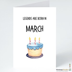 Carte d'anniversaire de mars, les légendes sont nées en mars, carte d'anniversaire amusante pour un ami, idée cadeau pour carte d'anniversaire