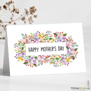 Carte florale élégante pour la fête des mères | Carte florale aquarelle pour maman | Simple salutation pour la fête des mères