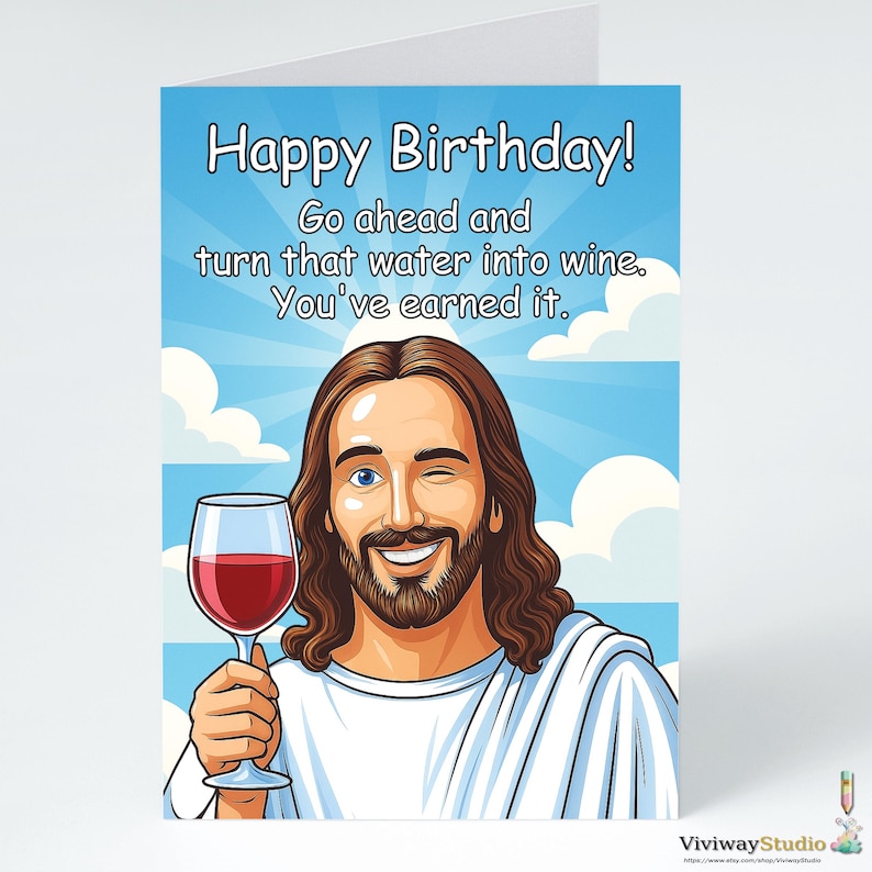 Funny Jesus Birthday Card: Witty Wine Lover Gift - Etsy